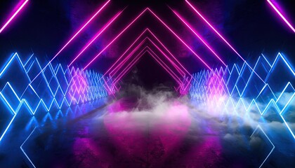 Neon Zigzag Tunnel with Pink and Blue Lights