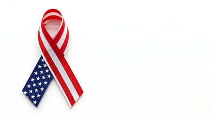 Obraz premium American flag ribbon tied in a bow shape, symbolizing support, awareness, and remembrance for national causes or events