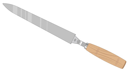Fototapeta premium Vektor illustration of a beekeeper's tool, the hive tool, isolated on a white background. Ideal for beekeeping, gardening, and agricultural designs.
