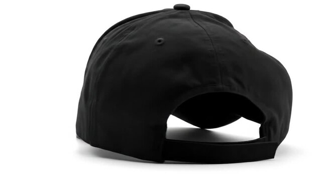 A plain black baseball cap with curved brim and stitched detailing