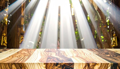 Oiled Oak Tabletop With Cathedral Light Rays