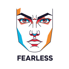 Fearless Face Portrait with Bold Geometric Abstract Design