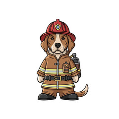 Cute Firefighter Dog Cartoon Character Illustration