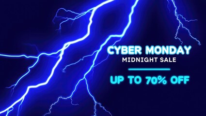 Cyber Monday Sale with Intense Blue Lightning and 70% Off