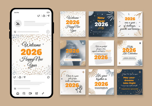 Happy New Year Social Media Post Templates