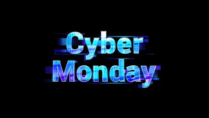 Fototapeta premium Cyber Monday Text with Glitch Effect and Blue Hues