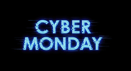 Cyber Monday text with glitch effect digital technology