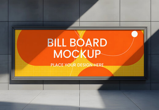 Horizontal Billboard Mockup with Abstract Shapes