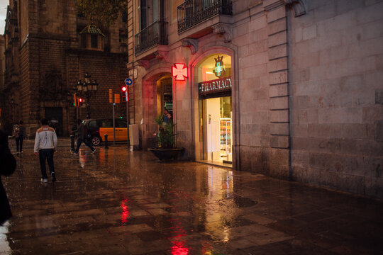 rainy street at night