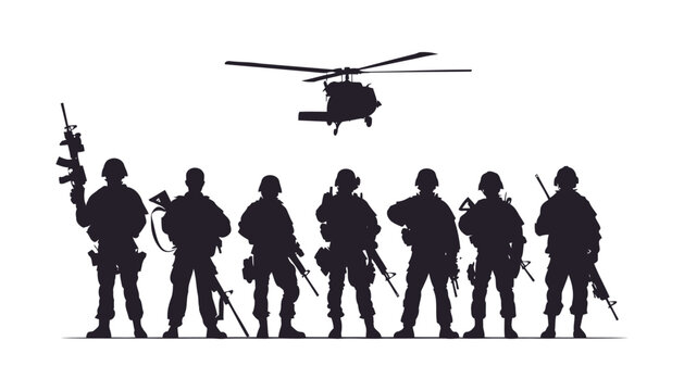 Army silhouette vector and soldier silhouette, army background, military troops, combat clipart, infantry, army emblem, army badge, soldier icon, military vector design, army illustration, army logo