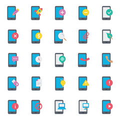 Flat color icons set for Smartphone services