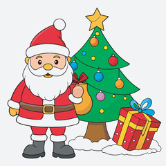 santa claus with christmas tree