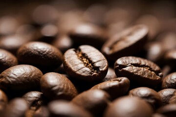 Close-up of roasted coffee beans with rich texture.