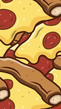 Animation of multiple pizza icons on red background