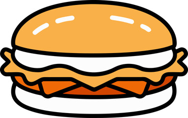 Simple Breakfast Sandwich Fast Food Vector