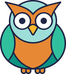 Simple Cute Owl Icon Vector Graphic