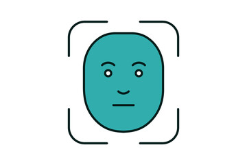 Face recognition Icon. Icon related to Technology. Flat line icon style. Simple vector design editable