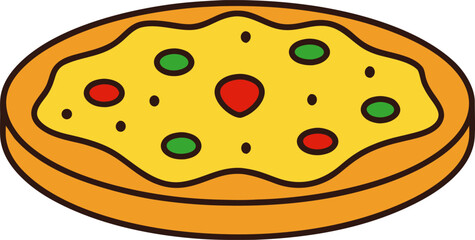 Pizza Icon with Outline and Fill Vector