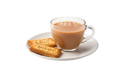 Hot Tea and Biscuits on White Background