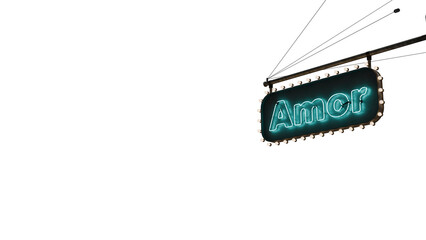 Cartel amor ne&oacute;n celeste alfa.