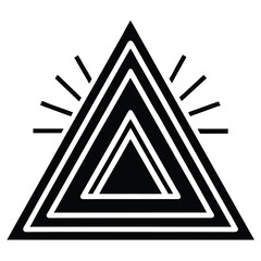 Abstract Pyramid Geometric Design in Black and White Minimalist Art