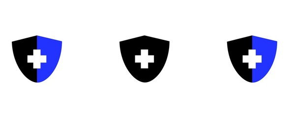 Medical Safety Shield Icons Set Isolated on White Background Illustration Vector. Minimal medical shield icons for healthcare security, emergency, and protection designs.
