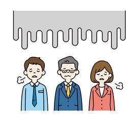 疲れた表情でうなだれる、様々な年代のビジネスマンの上半身ベクターイラスト素材セット＿カラー