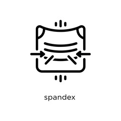 Spandex icon symbolizing elasticity stretchability and fabric flexibility with arrows indicating compression on a white background