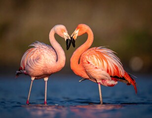 Two elegant wading birds forming a heart with their necks
