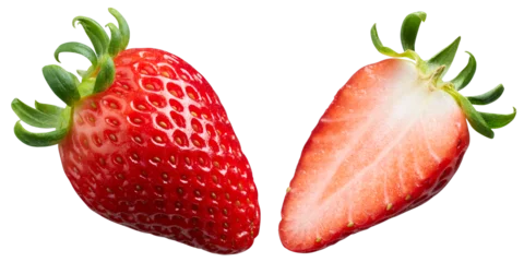Fototapete Zu Essen Whole and cut half ripe strawberry isolated  © phive2015