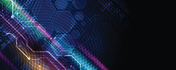 Abstract circuit technology style concept particles background