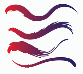 Abstract Swirl Strokes Gradient Color Brush Set Dynamic Red Blue Paintbrush Art Elements for Creative Design Projects Fluid Line Artwork