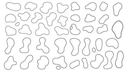 Collection organic, amorphous blob shapes with handdrawn outline style
