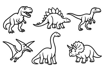 Illustration of 6 Dinosaurs, outline version © Bambang