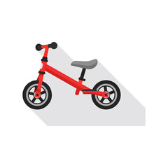 Red Balance Bike For Kids With Wheels And Seat, A Simple And Fun Bicycle For Toddlers And Children On A White Background