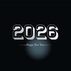 Happy new year 2026 text design for brochure design template card banner vector illustration.