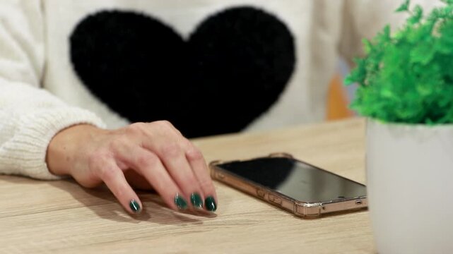 hand holding mobile phone waiting for a message or reply