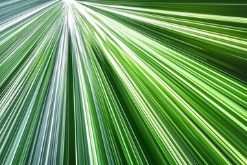 Obraz premium Dynamic green light rays forming an energetic burst pattern on dark background. Abstract motion and speed theme with futuristic tech concept and copy space.