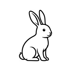 Adorable bunny rabbit line art illustration for Easter designs, springtime cards, and cute animal themes, a simple and elegant outline drawing
