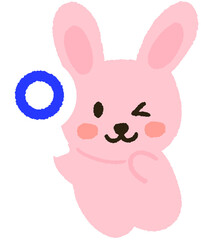 OX quiz illustration of a cute animal cartoon character holding an O sign