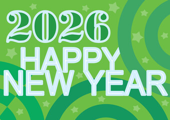 Fototapeta premium Greeting card, 2026 Happy New year, colorful.