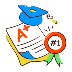 Editable design icon of A+ grade, exam result concept
