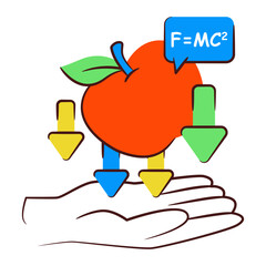 A doodle design icon of falling apple