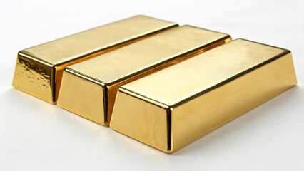 set of gold bars isolated on white background	

