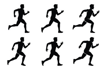 running man vector icon set