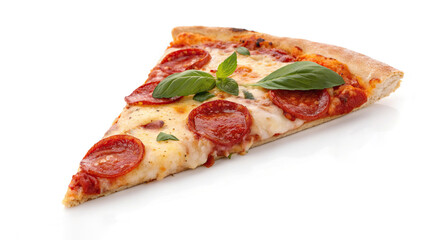slice of pizza isolated on a white background