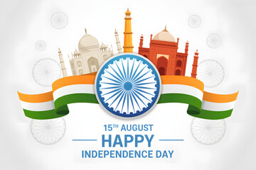 vibrant 15 august independence day artwork featuring ashoka chakra