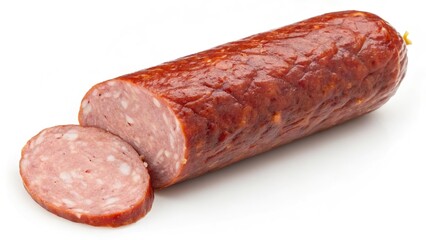 smoked sausage isolated on a white background	
