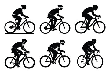 cyclist vector icon set