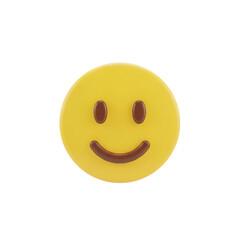 Classic yellow smiley 3d face emoji with happy expression isolated on transparent background